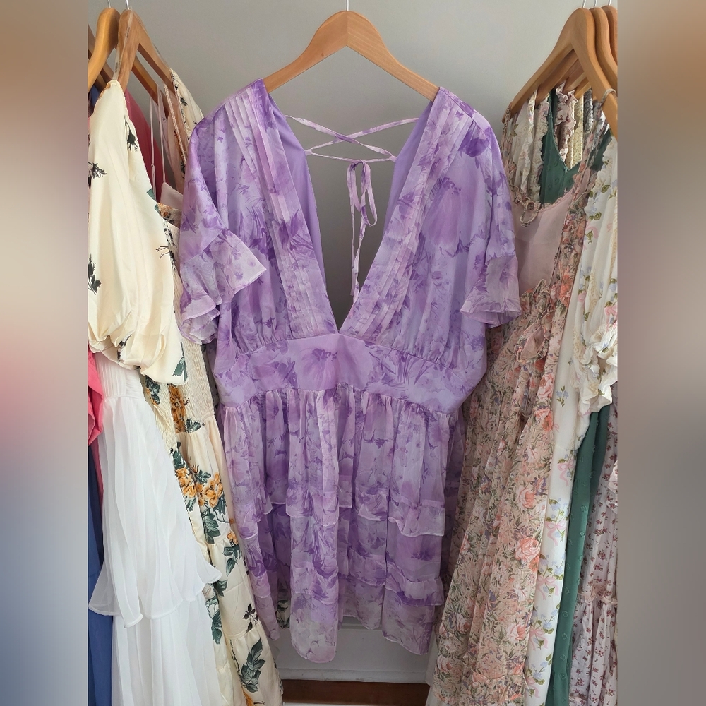 Fashion Nova Lavender Floral Mini Dress
